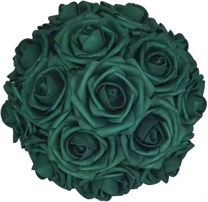 Bulk Dark Emerald Green Roses Artificial Flowers with Stem for DIY ...