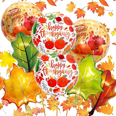 Good price Autumn Harvest Fall Maple Leaves Balloons Turkey Thanksgiving Party Balloon Decorations online