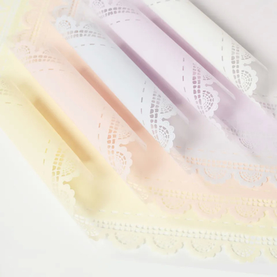 Good price Lace Border Floral Packaging Paper Plastic Transparent Paper online