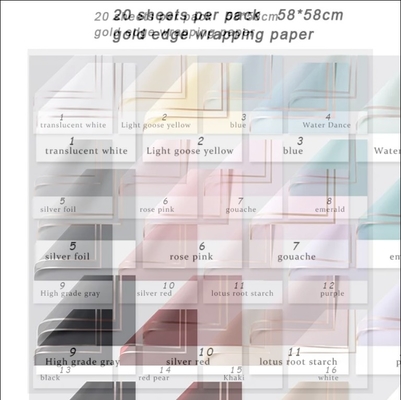 Good price Korean Style Half Transparent Golden Border Rose Wrapping Paper 58*58cm 20 Sheets per Pack online
