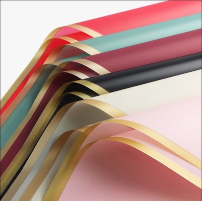 Good price Gold Edge Flower Wrapping Paper Waterproof Floral Bouquet Wrapping Paper Korean Matt Flim online