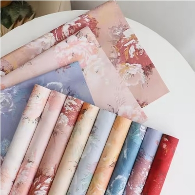 Good price Korean Style Flower Bouquet Wrapping Paper Vintage Rose Oil Painting Pattern Tissue Paper online