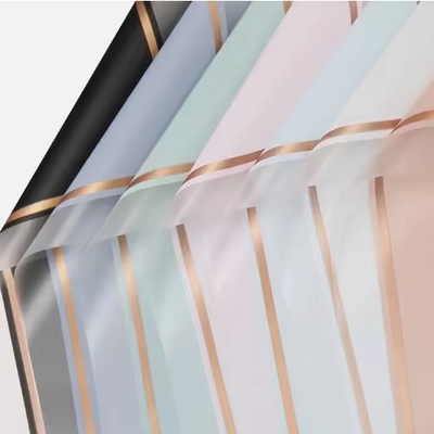 Good price Korean Flower Wrapping Paper Plastic Packing Paper with Golden Line Frame Many Colors online