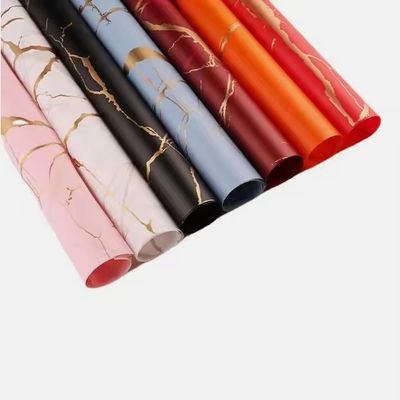 Good price wholesale gold marbling flower wrapping paper waterproof Floral materials gift wrapping online