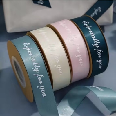 Good price Custom Printed Logo Satin Ribbon Roll Hot Stamping Decorative Grosgrain for Gift Wrapping online