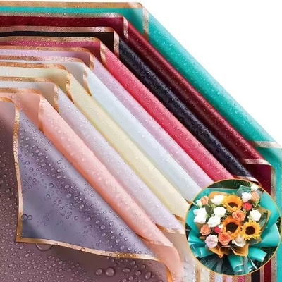 Good price Colorful Waterproof Golden Edge Florist Wrapping Paper for Bouquet Packing 58*58cm online