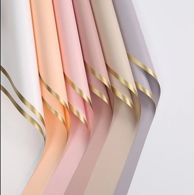Good price 2024 Gold Edge Plastic Flower Wrapping Paper Multicolor Waterproof Thicken for Fresh Flower online