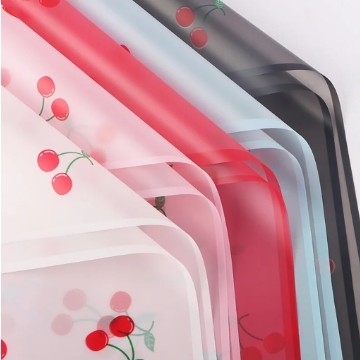 56*56cm Cherry Matte Waterproof Floral Wrapping Paper with Translucent Korean Design