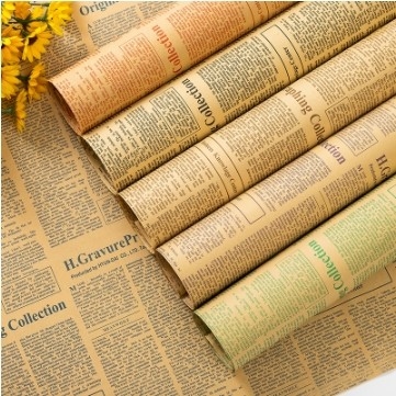 Good price 50*70cm Flower Wrapping Paper in Vintage English Newspaper Style for Gift Packaging online