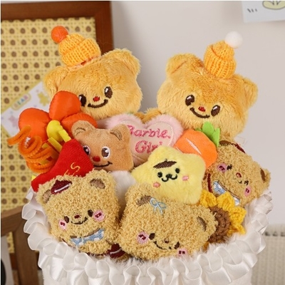 Good price Cute Butter Bear Bouquet Stuffed Toys Cartoon Small Doll Gift Bouquet For Girlfriend online