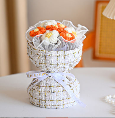 Good price Handmade Knitted Wool Mini Puff Bouquet Beautiful Flower Variety in Multiple Colors online