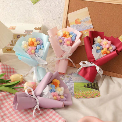 Good price Handmade Puff Stitch Mini Knit Bouquet Cute Yarn Flower Gift for Her Bestie’s Birthday/Valentine’s Day online