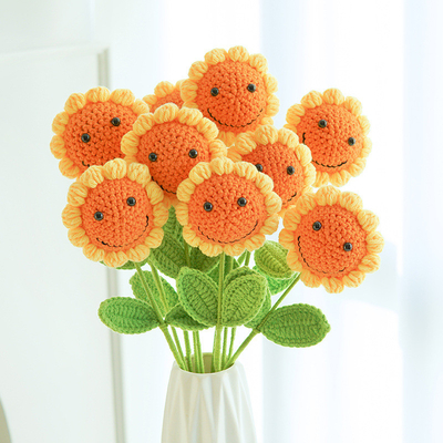 Good price 10x43cm Handmade Knitted Sunflower with Smiling Face Variety Sunflower Teacher's Day Artificial Flower Gift online