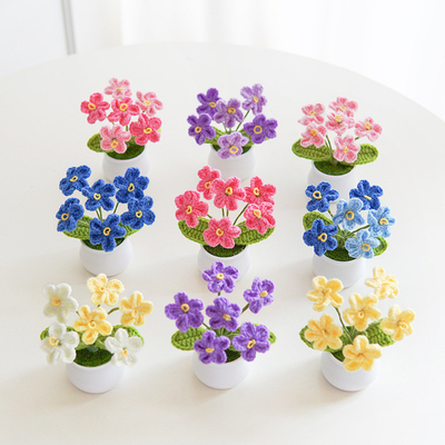Good price Myosotis Forget-Me-Not Artificial Flower Potted Plant Handmade Home Décor Knitted Yarn Arrangement Creative Gift 5.5x10cm online
