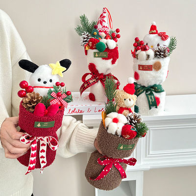 Good price Christmas Cartoon Plush Doll Bouquet Finished Product Christmas Eve Gift Birthday Present for Girlfriend online