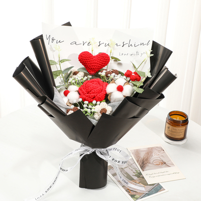 Good price Cross-border handmade wool knitted woven rose immortal flower simulation bouquet finished product 38 goddess women's day mother's day online