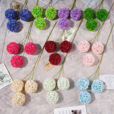 Good price Pompom simulation faux flower bouquet for wedding floor arrangement, high-end decorative landscaping for wedding setup online