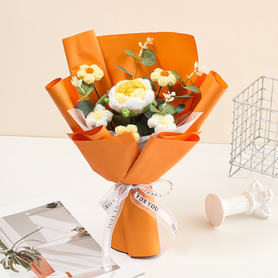 Good price 20x30cm Yarn Flowers in Multiple Color Handmade Woven Floral Gift for Valentine's Day or as a Bride's Hand-Held Bouquet online