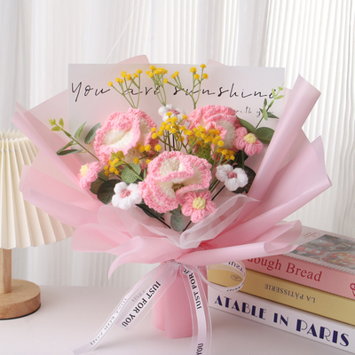Good price Handmade Wool Knitted Bouquet in Multiple Colors for Mom's Birthday Gift online