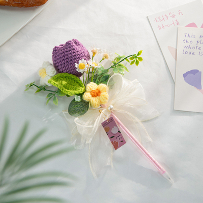 Good price Teacher's Day Gift / Mother's Day Present - Practical Pen with Knitted Sunflower Bouquet online