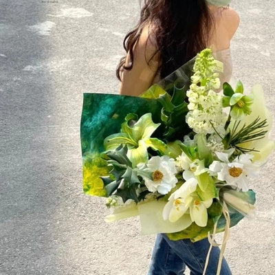 Good price Ink-wash stone texture paper, flower bouquet wrapping paper, gradient floating-dyed flower art packaging, flower wrapping paper materials online