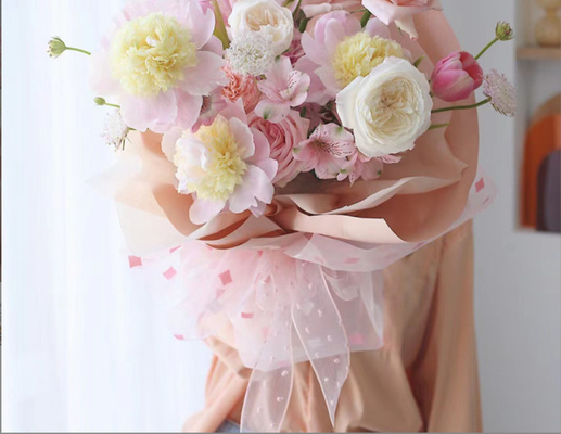 Good price Flower shadow gauze belt, bubble cotton flower decoration material, bouquet tie, gift packaging, ribbon polka dot ribbon, flower shop use online