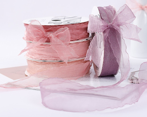 Good price Flower clothes, super sweet gauze belt, solid color, wavy snow gauze, embroidered silk ribbon, fresh flowers, gifts, bows, manufacturers, spot wholesale online