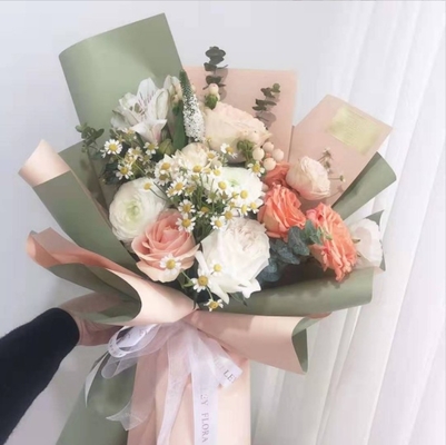 Good price Hanfei paper two-color flower wrapping paper, solid color Ouya paper, opp bouquet material, waterproof floral art, Hansu paper packaging online
