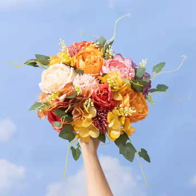 Good price Small Heads Peony Bush Artificial Persian Rose Flower Wedding Bridal Bouquet Wholesale Silk Rose Flowers online