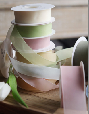 Good price 4cm solid color jelly snow gauze flower bouquet packaging ribbon floral packaging flower materials gift cake packaging ribbon online