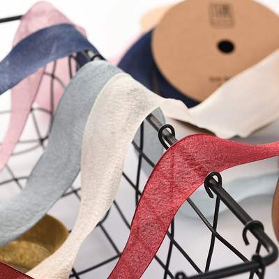 Good price 4cm wooden cotton yarn with flower bouquet packaging, bow ribbon, floral ribbon, handmade DIY decorative ribbon online