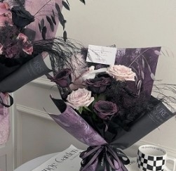 Good price Plum Purple Sauce Marble Pattern Flower Packaging Paper online
