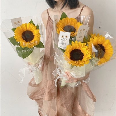 Good price Teachers' Day English transparent opp plastic waterproof cellophane flower packaging material Sunflower bouquet wrapping paper online