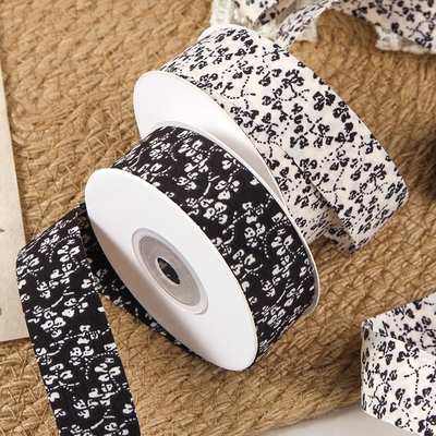 Good price Japanese Style Small Fresh Double-Sided Floral Ribbon with Straight Cut Edges Bow Headband and Fresh Flower Packaging Ribbon online