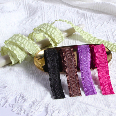 Good price Eco-friendly Folded Polyester Skirt Edge Woven Ribbon Bow for DIY Hair Accessories and Gift Box Packaging online