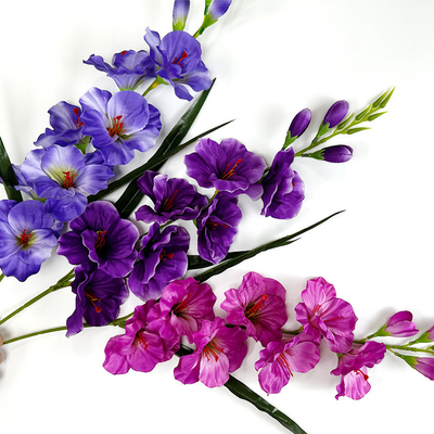 Good price Simulated single sword orchid bouquet, silk fabric, wedding room, photography props, ceremony flower basket, garden art, landscape flowers online