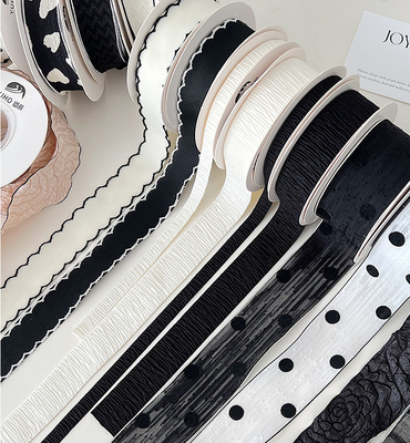 Good price Polyester Black and White Series Ribbon Flower Bouquet Strap for Hair Accessories DIY Handmade Bow online