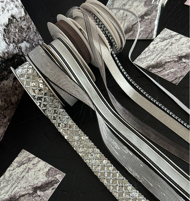 Qixi black silver series ribbon flower bouquet ribbon baking diy handmade ribbon flower shop floral materials