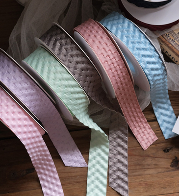 Good price 3D Embossed Polyester Ribbon Korean Style Floral Materials for Concave Convex Ribbon Bouquet Packaging online