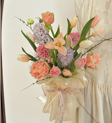3.8 Goddess Festival Pink Purple Green Series Ribbon Flower Bouquet Binding Baking DIY Gift Festival Materials