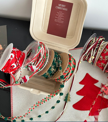 Good price DIY Floral Materials Green 1cm/5m Christmas Weaving Ribbon for Decoration and Gift Boxes online