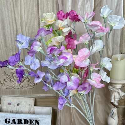 Good price Genuine Pea Flower Man Fake Flower Bundle Advanced Wedding Flowers Finished Living Room Decoration Flower Art online