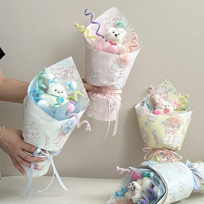 Good price Wholesale cream lamb finished flower bouquets for Valentine's Day and birthday gifts for best friends and girlfriends on Children's Day online