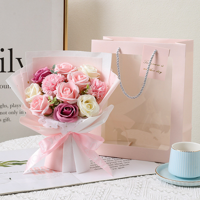 Good price Practical Valentine's Day gift, birthday present for girlfriend and best friend, rose soap, 11 flowers, handbag bouquet wholesale online