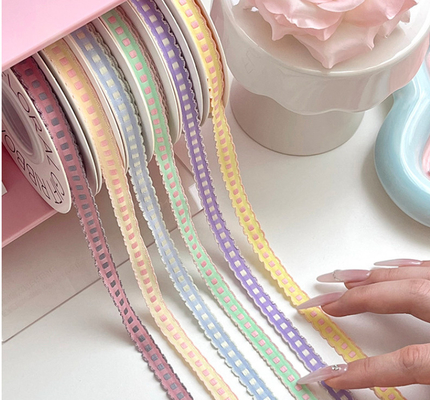 Good price Lace Jumping Grid Ribbon Flower Bundle Bow Tie Cake Baking Ribbon Floral Art Handmade DIY material online