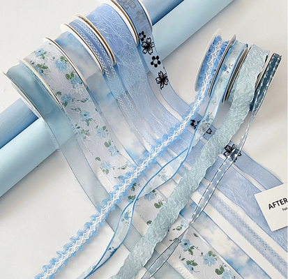 Good price Man-Made Blue Ocean Dream Seeking Series Ribbon Flower Bouquet Packaging Ribbon Floral Decoration Material Batch Handcrafted DIY online