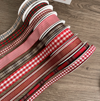 Good price British Style Tie Christmas Plaid Ribbon Flower Bouquet Eco-friendly Fabric Tape Handmade Floral DIY Gift Packaging Materials online