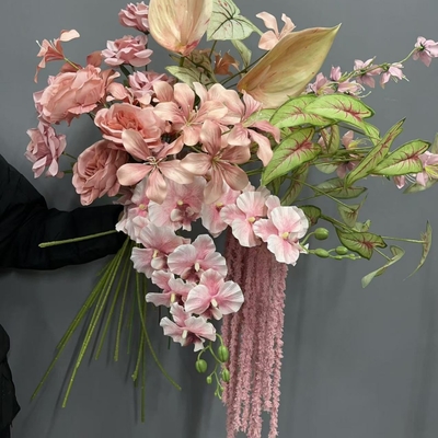 Good price Bean paste powder, gray pink, dirty pink, fake flowers, silk flowers, wedding simulation, flower guide, wedding hall ceiling, embroidered ball props online