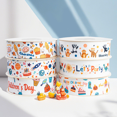 DIY Crafts High Tenacity Children's Day Ribbon Birthday Cake Cartoon Ribbon Baking Gift Strap Ribbon Hand Gesture Decoration