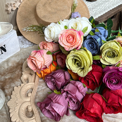 Good price 3 pearl roses, simulated roses, wedding hall decoration, Valentine's Day, hand-held bouquet, rose wall, fake flowers, creating scenery online